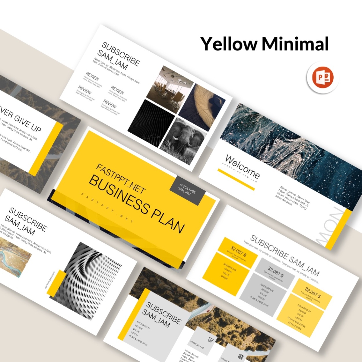 Yellow Minimal Powerpoint Template