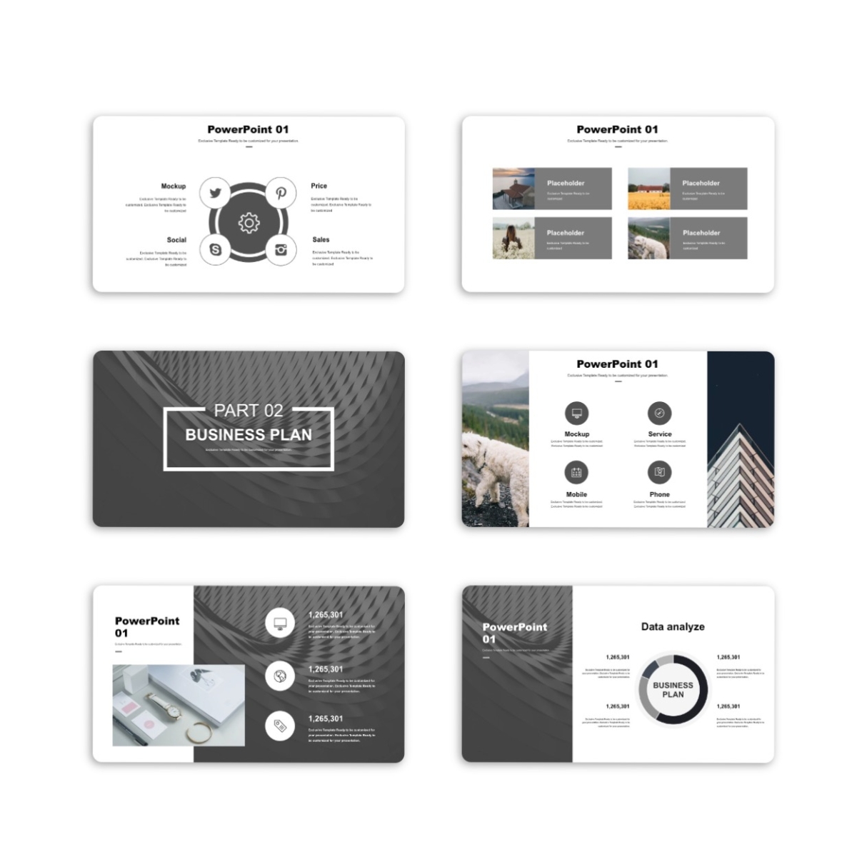Google Slides-Black White Simple Business Report PowerPoint Template