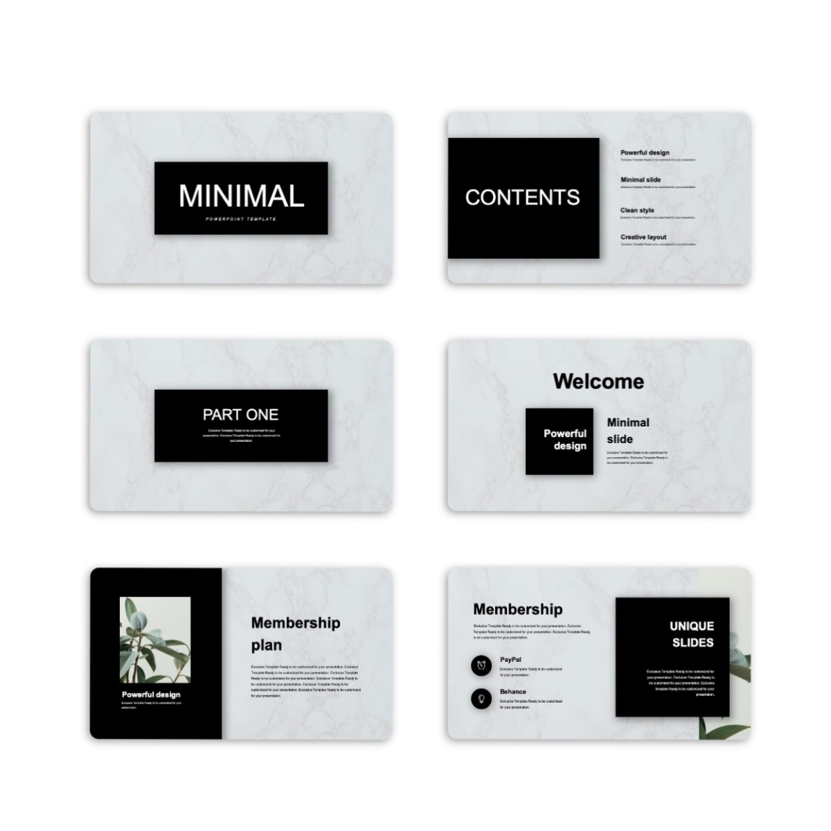 Google Slides-Black Marble Minimalist Business Plan Presentation Template