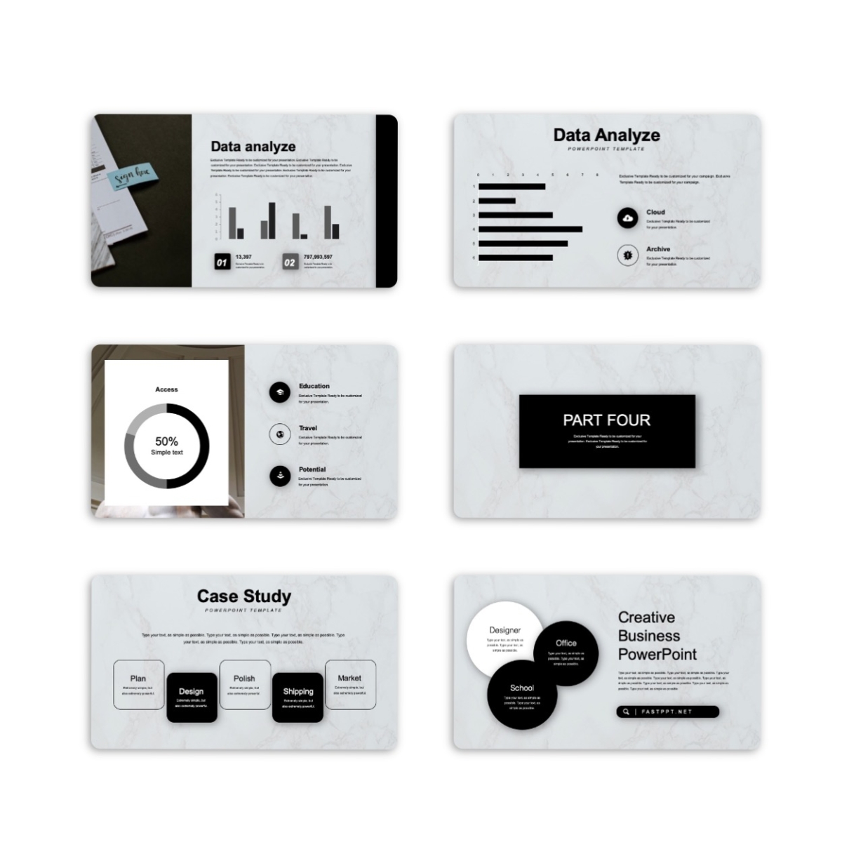 Google Slides-Black Marble Minimalist Business Plan Presentation Template