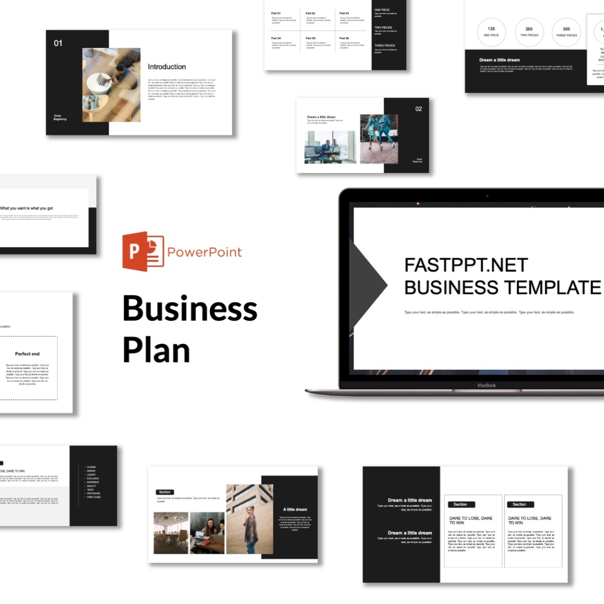 Black & White Creative Business Plan PowerPoint Template
