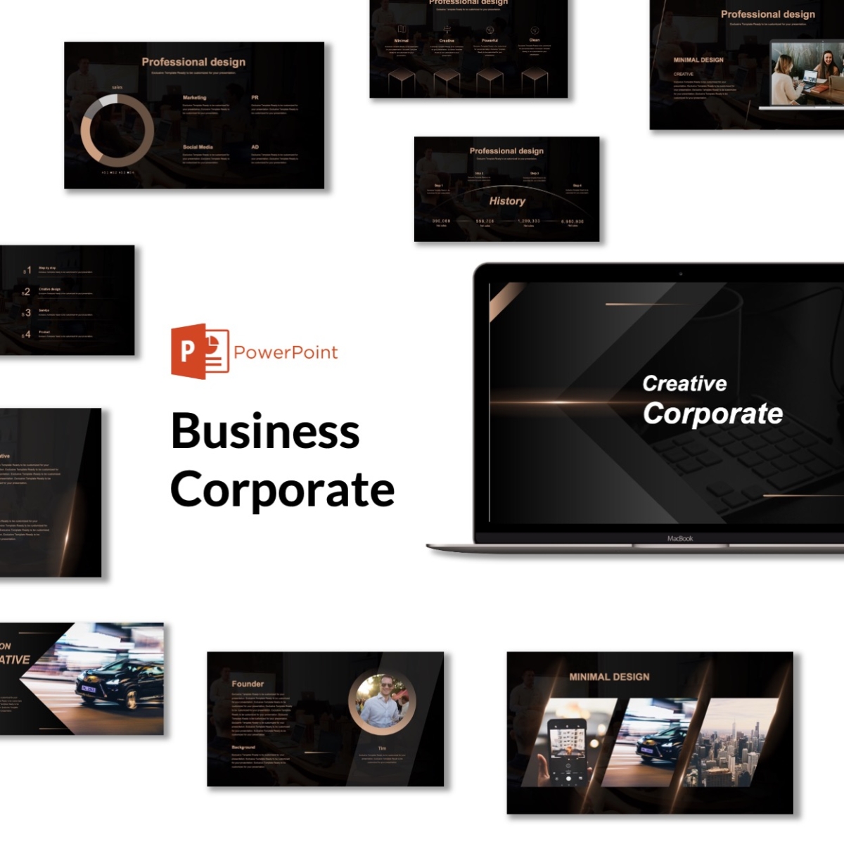 Black Golden Corporate Sales Digital Presentation Template
